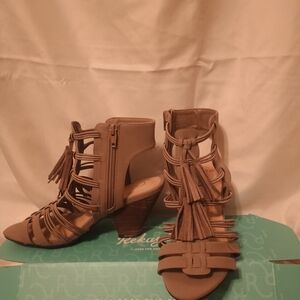 Women's Tan Strappy Heeled Sandals